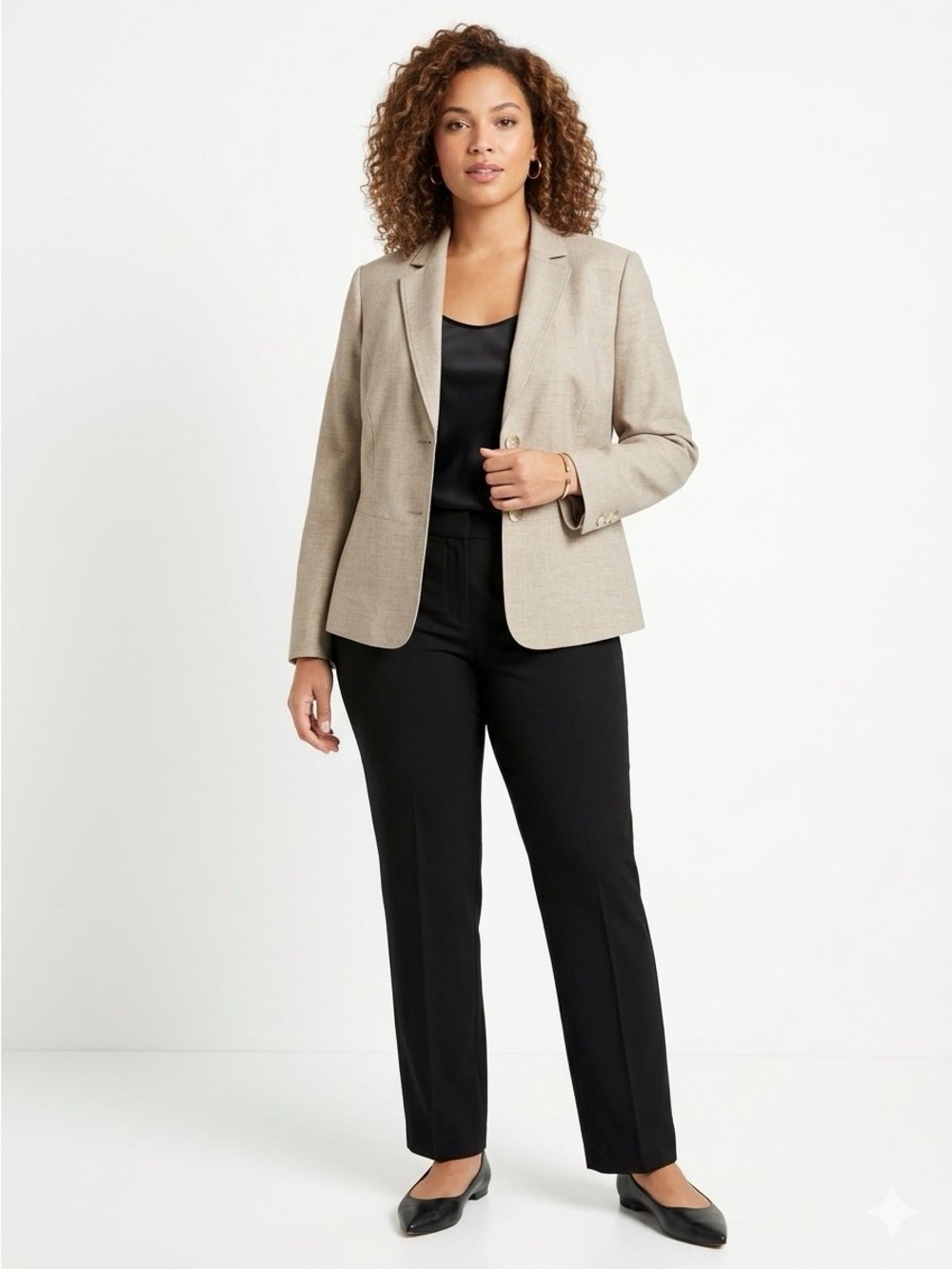 Jones New York Beige Blazer - Single-Button Women's Suit Jacket